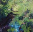 Blue Sky Reflections, Shimmering Green Tree Tunnel