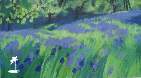 Four and the Dog on a Bluebell Walk