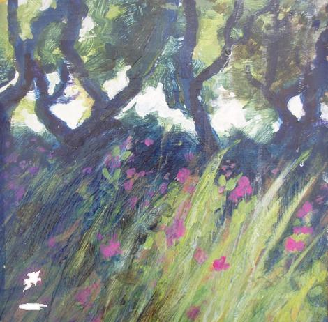 Pink Flowers by the River