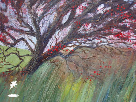 Shimmering Red Hawthorn Berries Tree in the Wind.