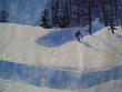 Skier in Red in the New Powder Snow.