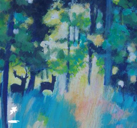 Sunlit Deer in a Forest Glade.