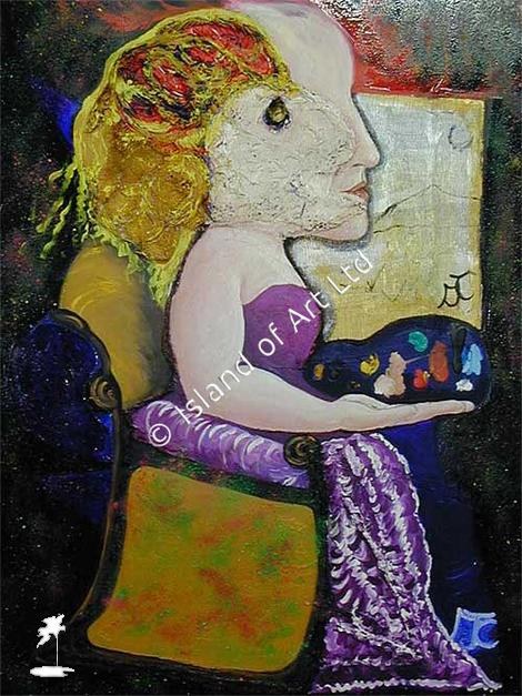 Sitting Pretty - Mixism (mixed media collection) - Marilyn Comparetto For sale: original painting, unframed Sitting Pretty - Mixism (mixed media collection) - Marilyn Comparetto For sale: original painting, unframed