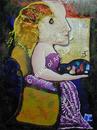 Sitting Pretty - Mixism (mixed media collection) - Marilyn Comparetto For sale: original painting, unframed