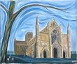 St Albans Abbey from northwest, bare tree - Michael Roscoe